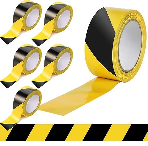 Reflective Hazard Warning Tape 50mm x 33m Black & Yellow Caution Barrier Tape